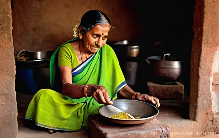 다문화 요리사와 지역 특산물 활용 - **Prompt:** A wide, bustling shot of a lively, open-air Bengali local market ('haat') under a warm, ...