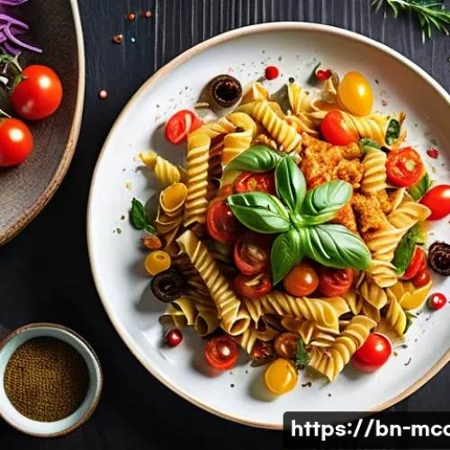 Home 32 다문화 요리사와 푸드 스타일링 - A vibrant multicultural fusion dish plated elegantly on a white ceramic plate, combining Indian spic...