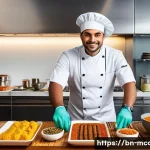 Home 19 다문화 요리사 필기시험 기출 문제 - A professional multicultural chef in a modern kitchen, wearing a clean chef’s uniform and apron, pre...