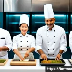 Home 18 다문화 요리사 취업 박람회 - A vibrant multicultural cooking event scene featuring professional chefs from diverse backgrounds co...